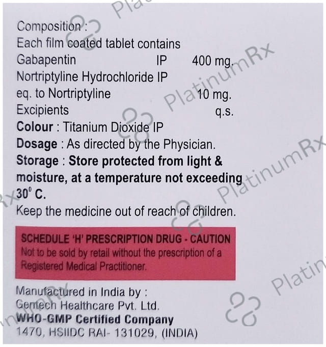 Gabron NT 400/10mg Tablet 10s