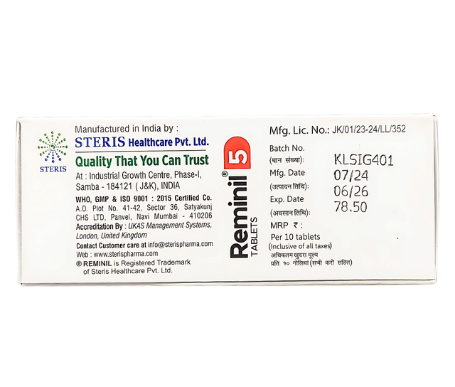 Reminil 5mg Tablet 10s