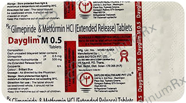 Dayglim M 0.5mg/500mg Tablet ER