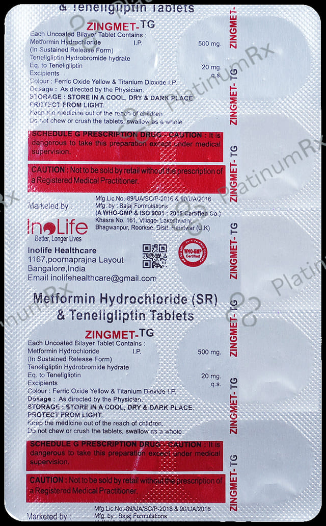 Zingmet TG 500/20mg Tablet SR 10s