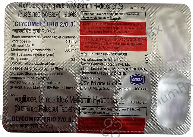 Glycomet Trio 2/500/0.3mg Tablet SR 10s