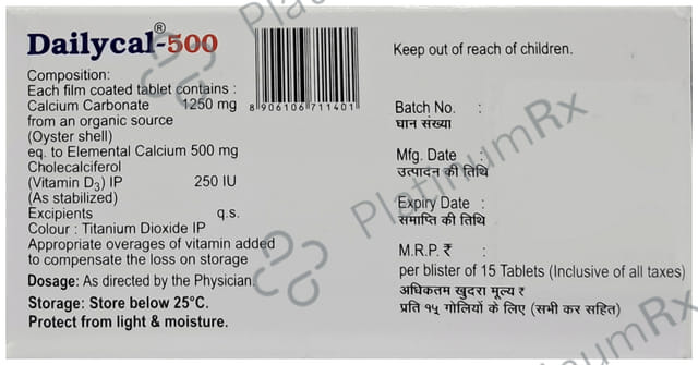 Dailycal 500mg/250IU Tablet 15s