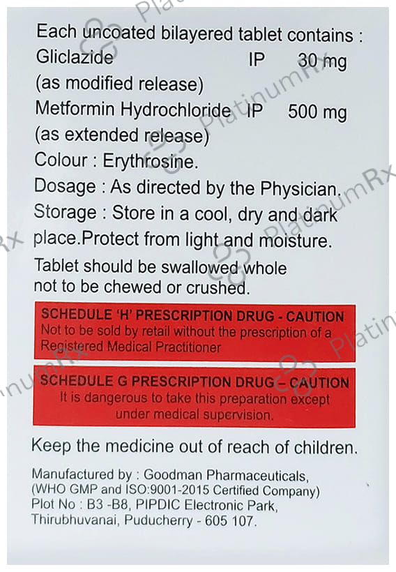 Diabend MEX 30 30/500mg Tablet ER 10s