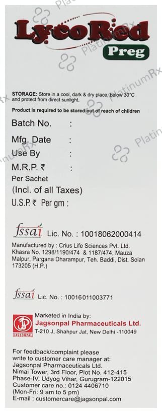 Lycored Preg Sachet Orange Sugar Free
