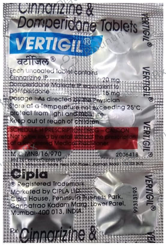 Vertigil 15/20mg Tablet 6s