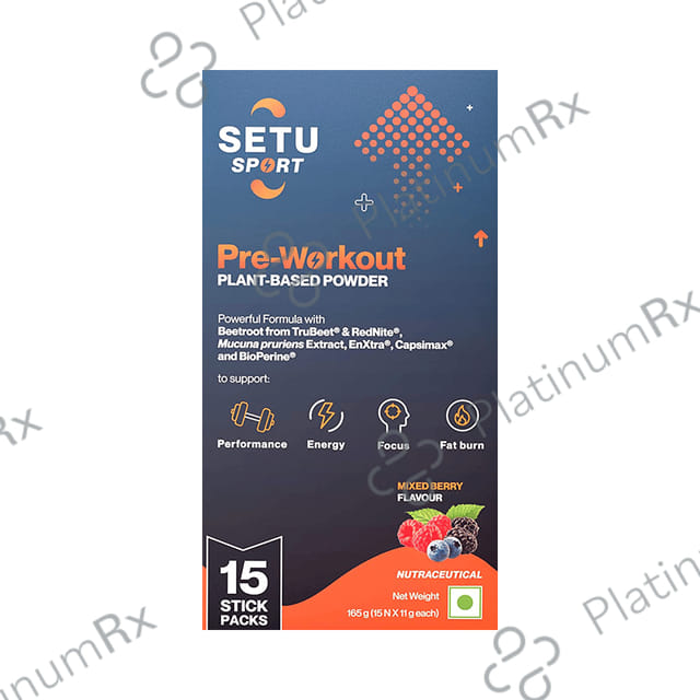 Setu Sport Pre-Workout Plant-Based Powder Sachet (11gm Each) Mixed Berry