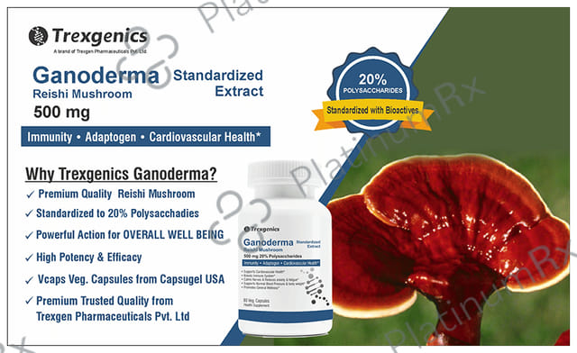 Trexgenics Ganoderma Reishi Mushroom 500mg Veg. Capsules