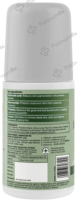 Sirona 2 in 1 Underarm Deodorant Roll-On Oud Allure