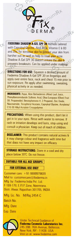 Fixderma Shadow A Gel SPF 30 75ml