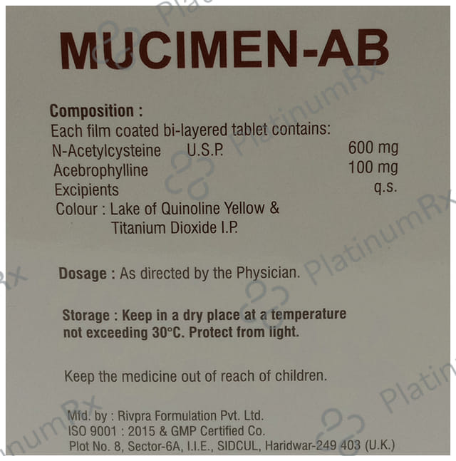 Mucimen AB 50mg/600mg Tablet