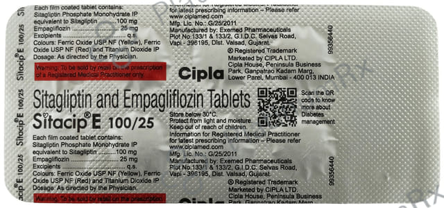 Sitacip E 100/25mg Tablet 10s