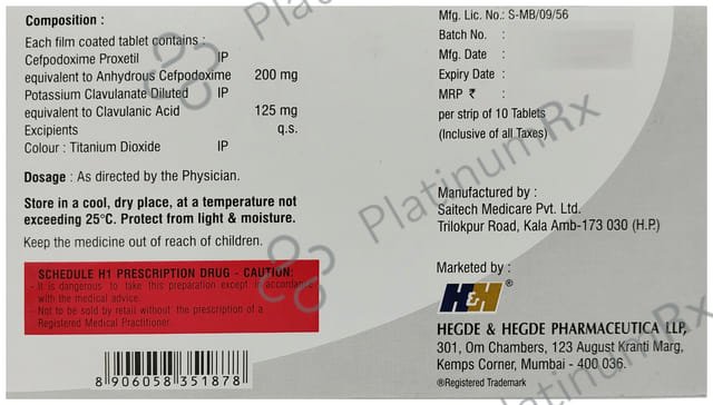 Hhcepo CV 200/125mg Tablet 10s