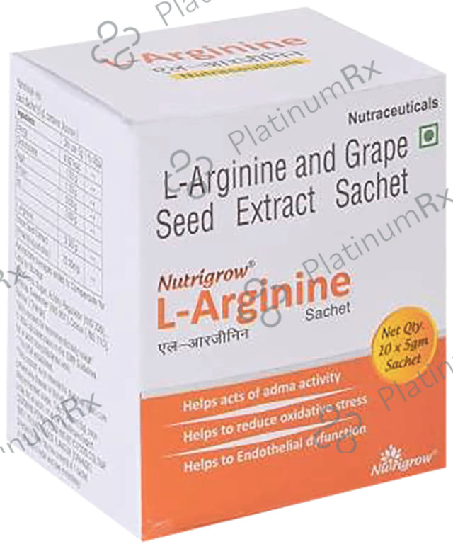 Nutrigrow L-Arginine with Grape Seed Extract for ADMA Activity - Flavour Orange