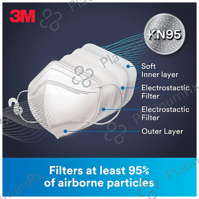 3M KN95 9513 Particulate Respirator Mask Adult White 5 masks