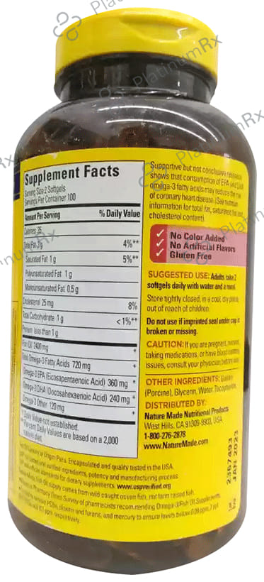 Nature Made Fish Oil Omega 3 1200mg Softgels 100s