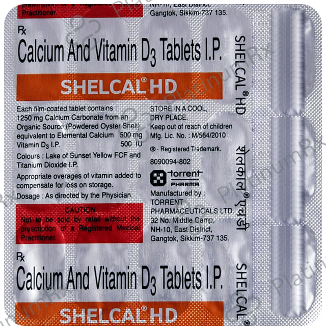 Shelcal HD 500mg/500IU Tablet 15s