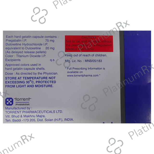 Pregaba D 75/20mg Capsule DR 10s