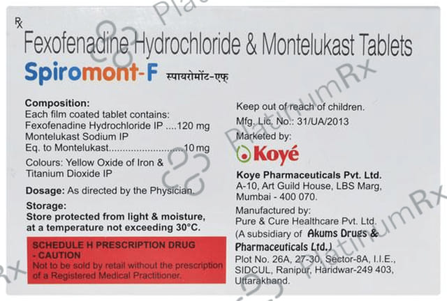Spiromont F 120/10mg Tablet 15s