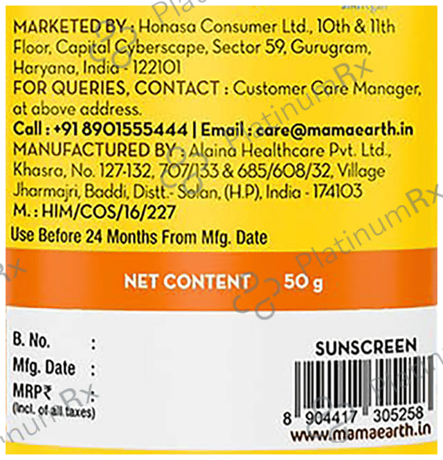 Mamaearth Vitamin C Daily Glow Sunscreen SPF 50 PA+++ Cream 50gm