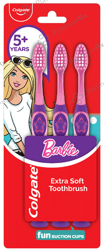 Colgate Kids Extra Soft Barbie Toothbrush 3 Toothbrushes
