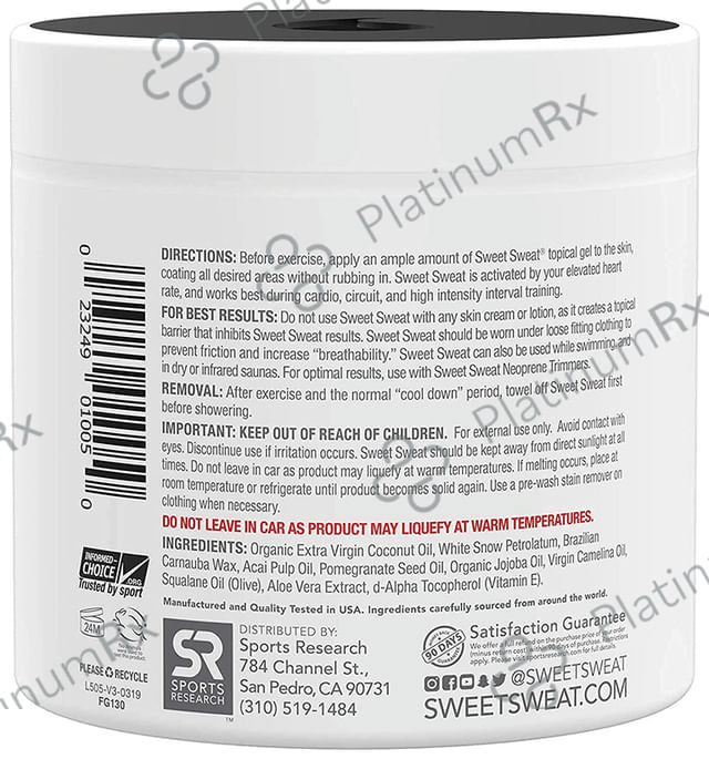 Sports Research Sweet Sweat Workout Enhancer Cream Coconut