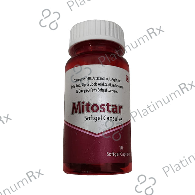 Mitostar Softgel Capsule with Coenzyme Q10, L-Arginine, Folic Acid, ALA & Omega 3 Fatty Acids