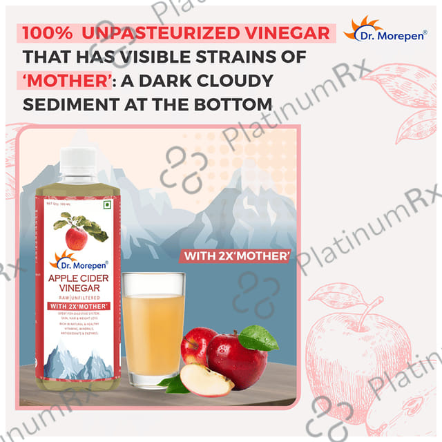 Dr. Morepen Apple Cider Vinegar ACV with 2X 'Mother' - For Weight Management & Digestion