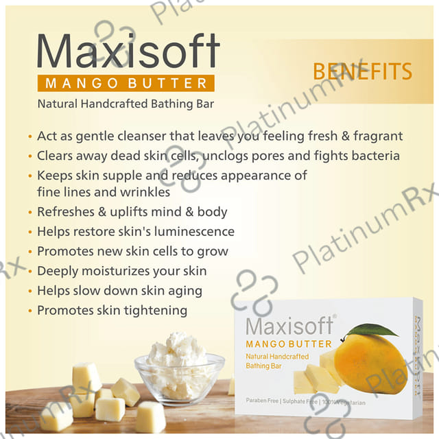 Maxisoft Mango Butter Bathing Bar (75gm Each) 3 units