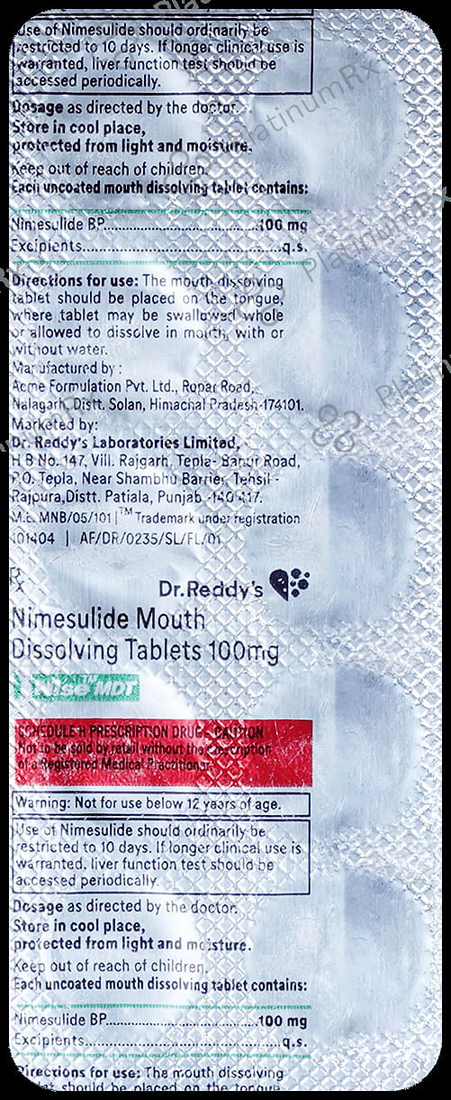 Nise MDT MD 100mg Tablet 10s