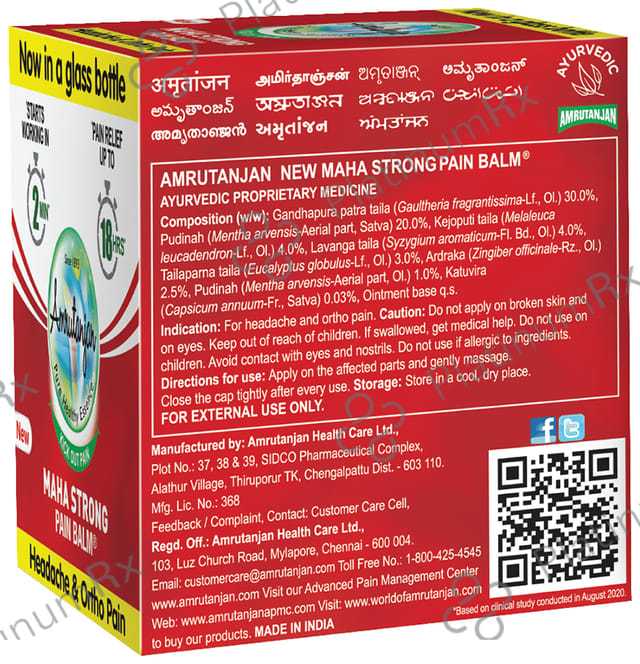 Amrutanjan Maha Strong Pain Balm 8ml