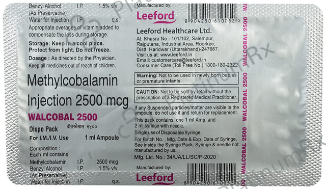 Walcobal 2500mcg Injection 1ml
