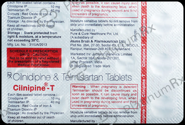 Cilnipine T 10/40mg Tablet 15s