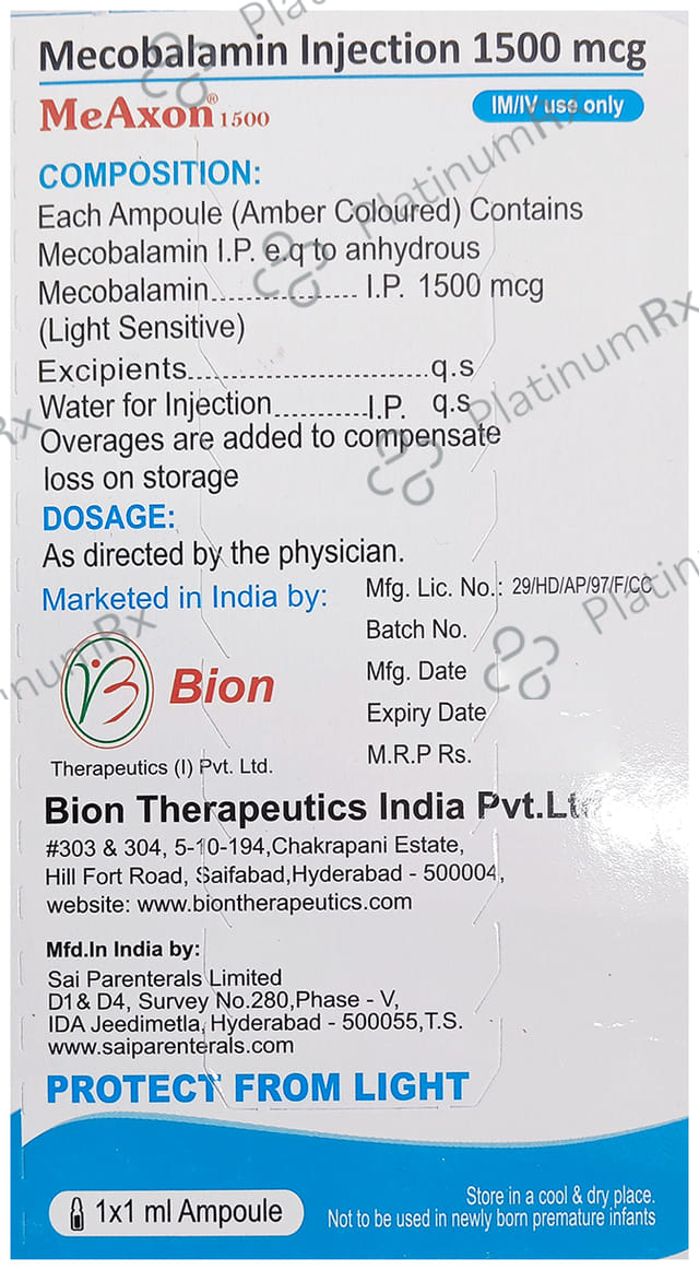 Meaxon 1500mcg Injection 5sX1ml