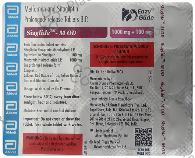 Siaglide M OD 100/1000mg Tablet SR 15s