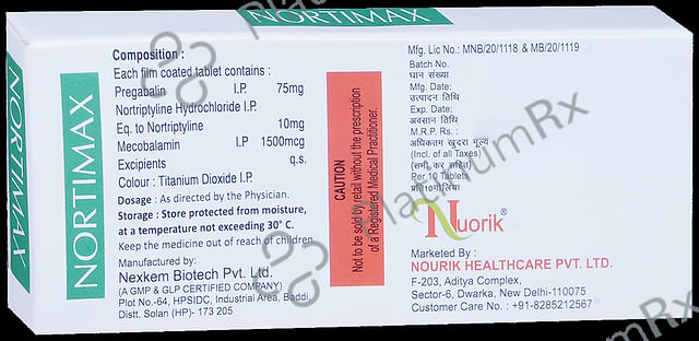 Nortimax 75mg/10mg/1500mcg Tablet