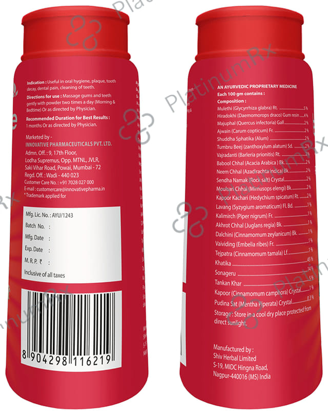 Dentopride Herbal Toothpowder (100gm Each) 1 Bottle