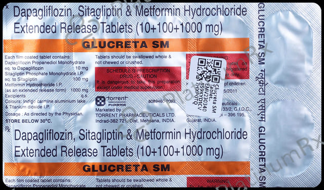 Glucreta SM 10/1000/100mg Tablet ER 10s