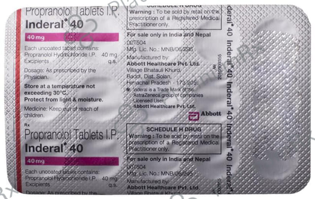 Inderal 40mg Tablet 15s