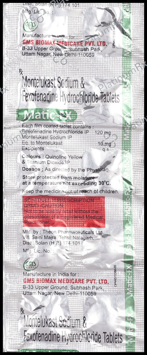 Matic FX 120/10mg Chewable Tablet 10s