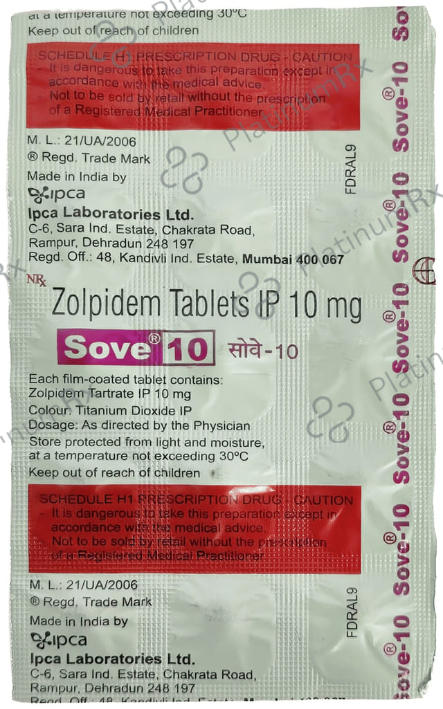 Sove 10mg Tablet 10 Tablet