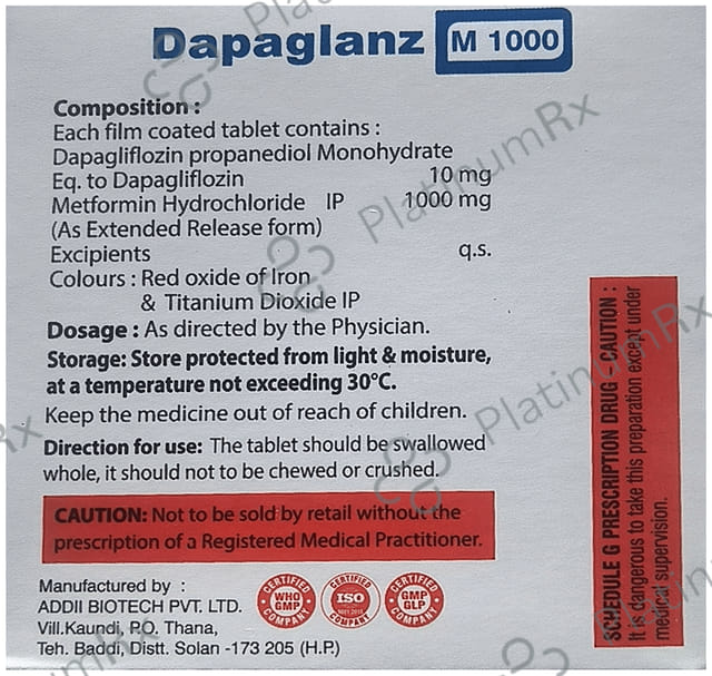 Dapaglanz M 10/1000mg Tablet ER 10s