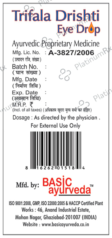 Basic Ayurveda Trifala Drishti Eye Drop