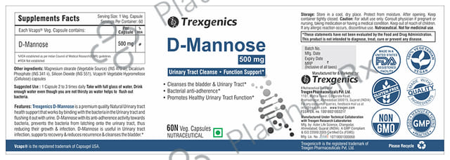 Trexgenics D-Mannose 500mg Veg. Capsules