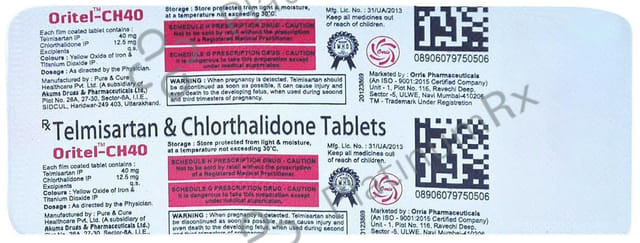 Oritel CH 12.5/40mg Tablet 10s