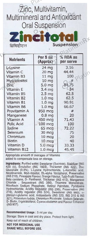 Zincitotal Oral Suspension 100ml