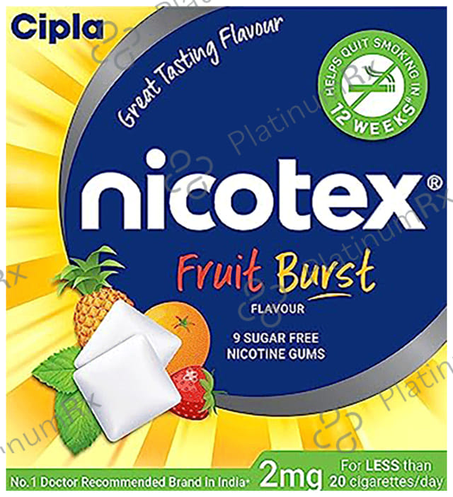 Nicotex 2mg Fruit Burst Flavour Gums 9s