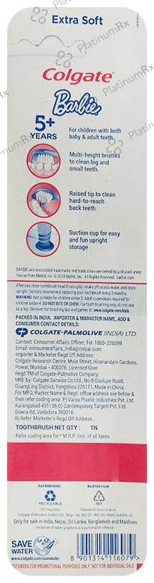 Colgate Kids Extra Soft Barbie Toothbrush 1s