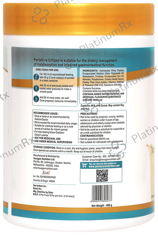 PentaSure Critipep Creamy Vanilla Flavour Powder 400gm