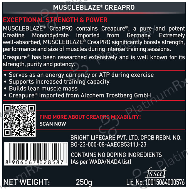 MuscleBlaze Creapro Creatine - With Creapure for Lean Muscles, Energy & Strength - Tangy Orange