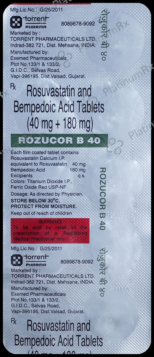 Rozucor B 180mg/40mg Tablet 10 Tablet Toran Biotech